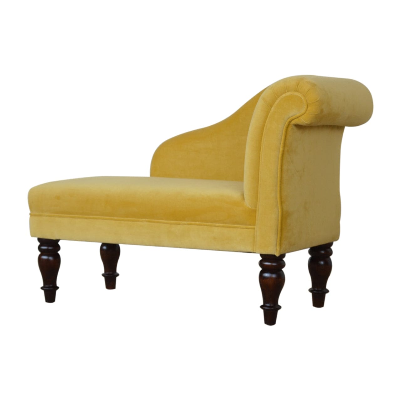 Velvet Chaise Furniture with Crafted from Solid Mango Wood - product view 3 showing handcrafted solid mango wood furniture