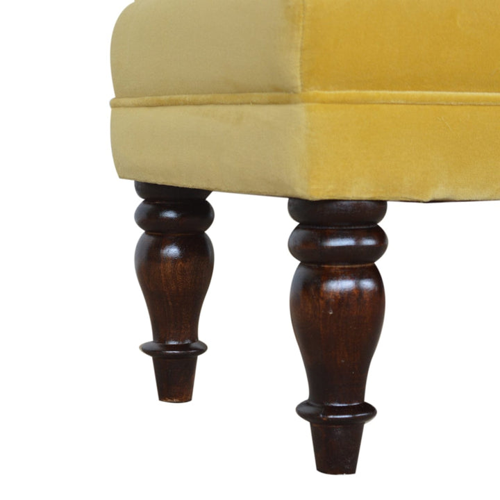 Velvet Chaise Furniture with Crafted from Solid Mango Wood - product view 6 showing handcrafted solid mango wood furniture