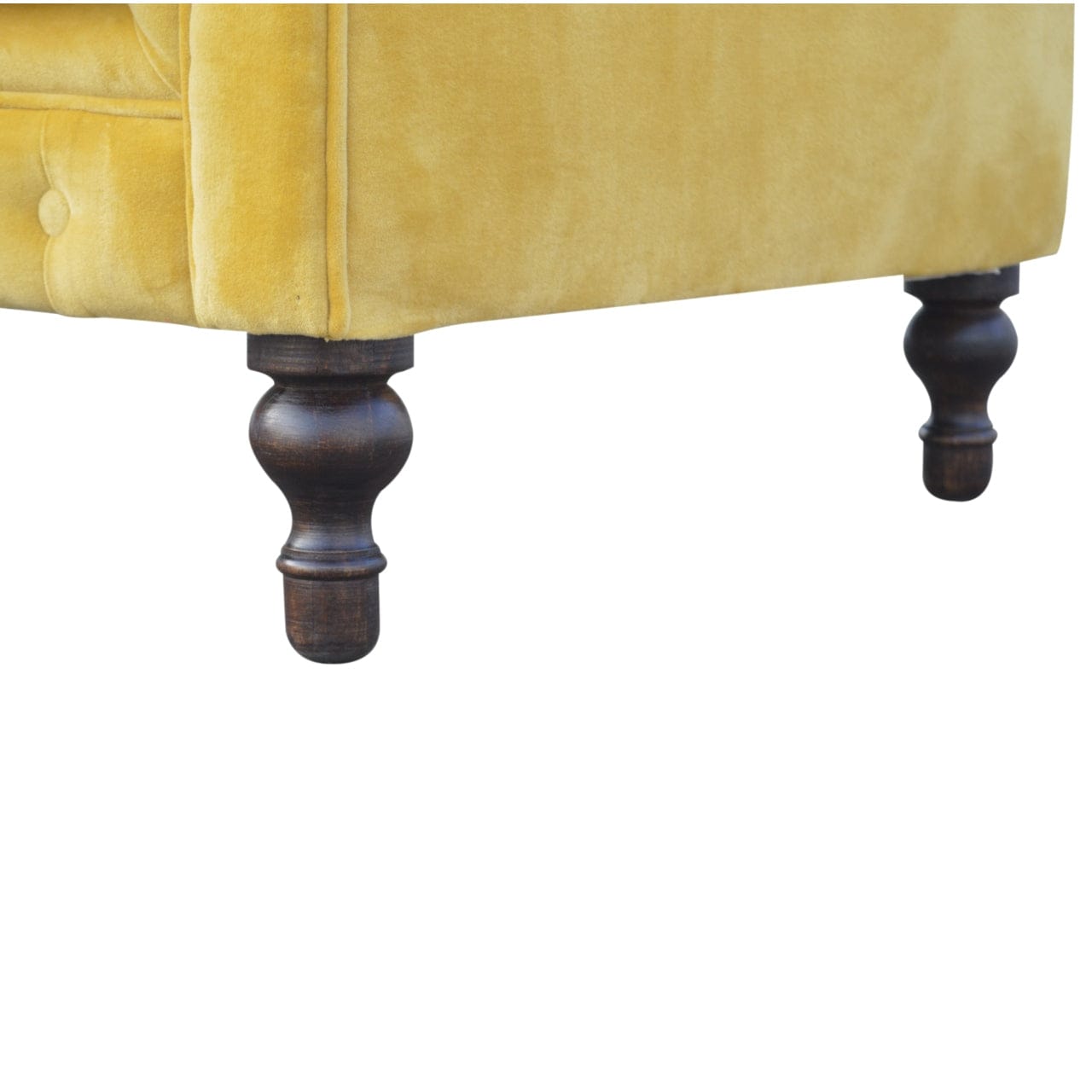 Velvet Chesterfield Dresser - Solid Mango Wood Storage Chest for Bedroom - product view 5 showing handcrafted solid mango...