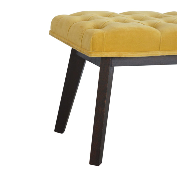 Velvet Hallway Bench - Solid Mango Wood Seating Furniture for Entryway - product view 5 showing handcrafted solid mango...