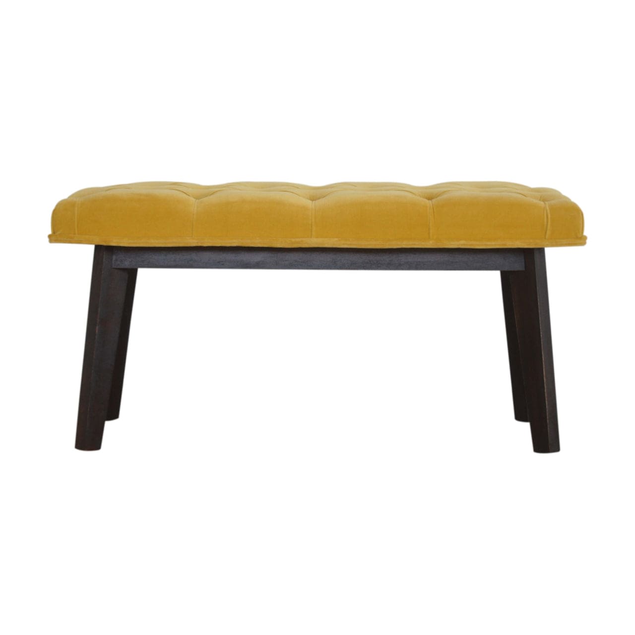 Velvet Hallway Bench - Solid Mango Wood Seating Furniture for Entryway - main view showing handcrafted solid mango wood bench
