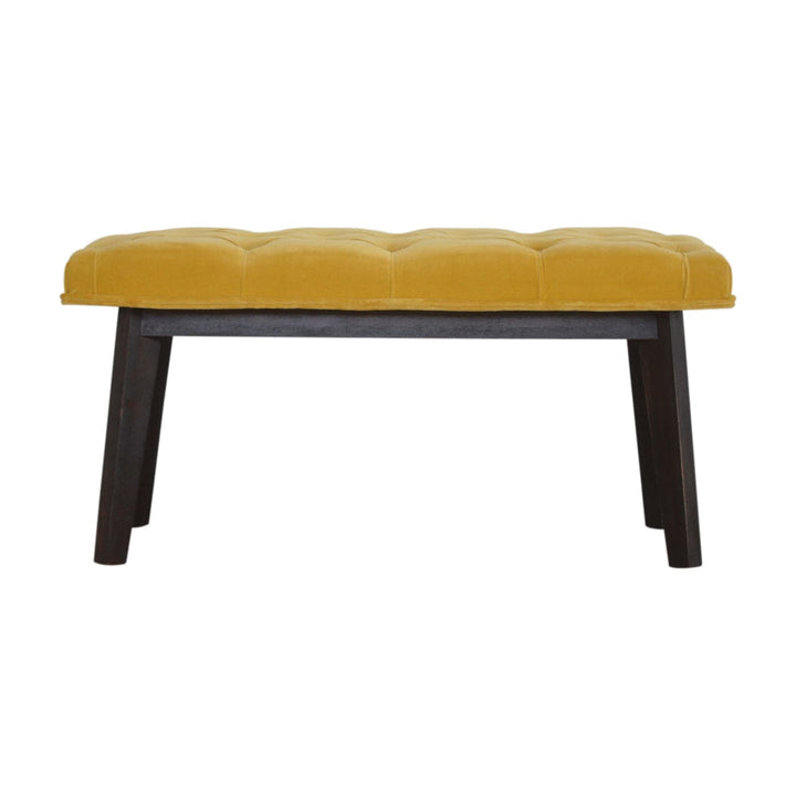 Velvet Hallway Bench - Solid Mango Wood Seating Furniture for Entryway - main view showing handcrafted solid mango wood bench