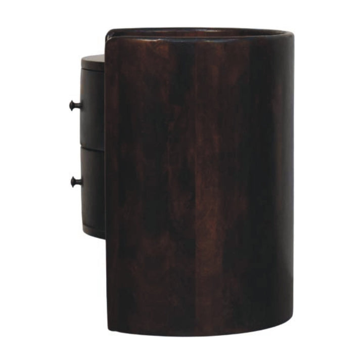 Velvet Mocha Round Side Table in Solid Mango Wood - product view 7 showing handcrafted solid mango wood side table