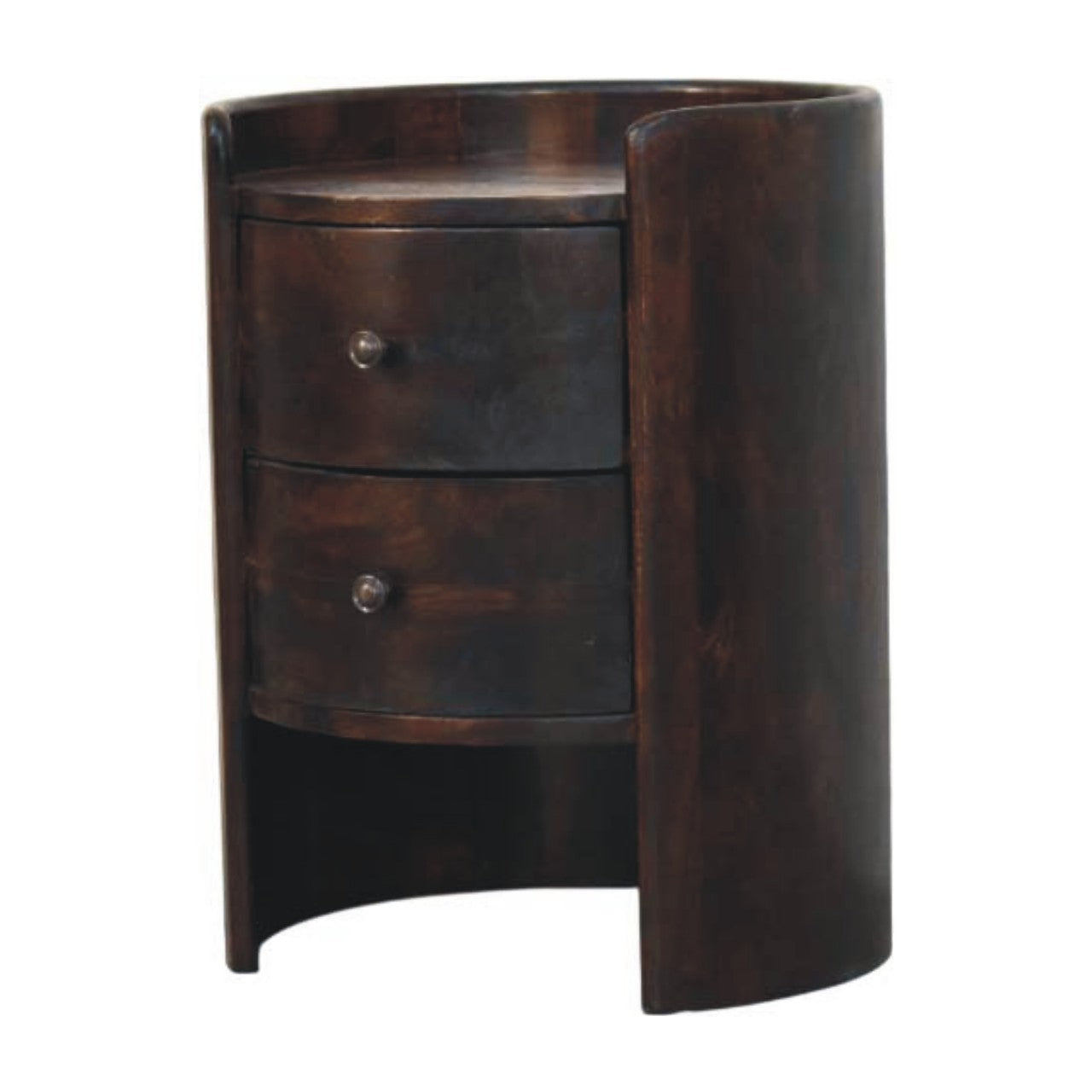 Velvet Mocha Round Side Table in Solid Mango Wood - main view showing handcrafted solid mango wood side table