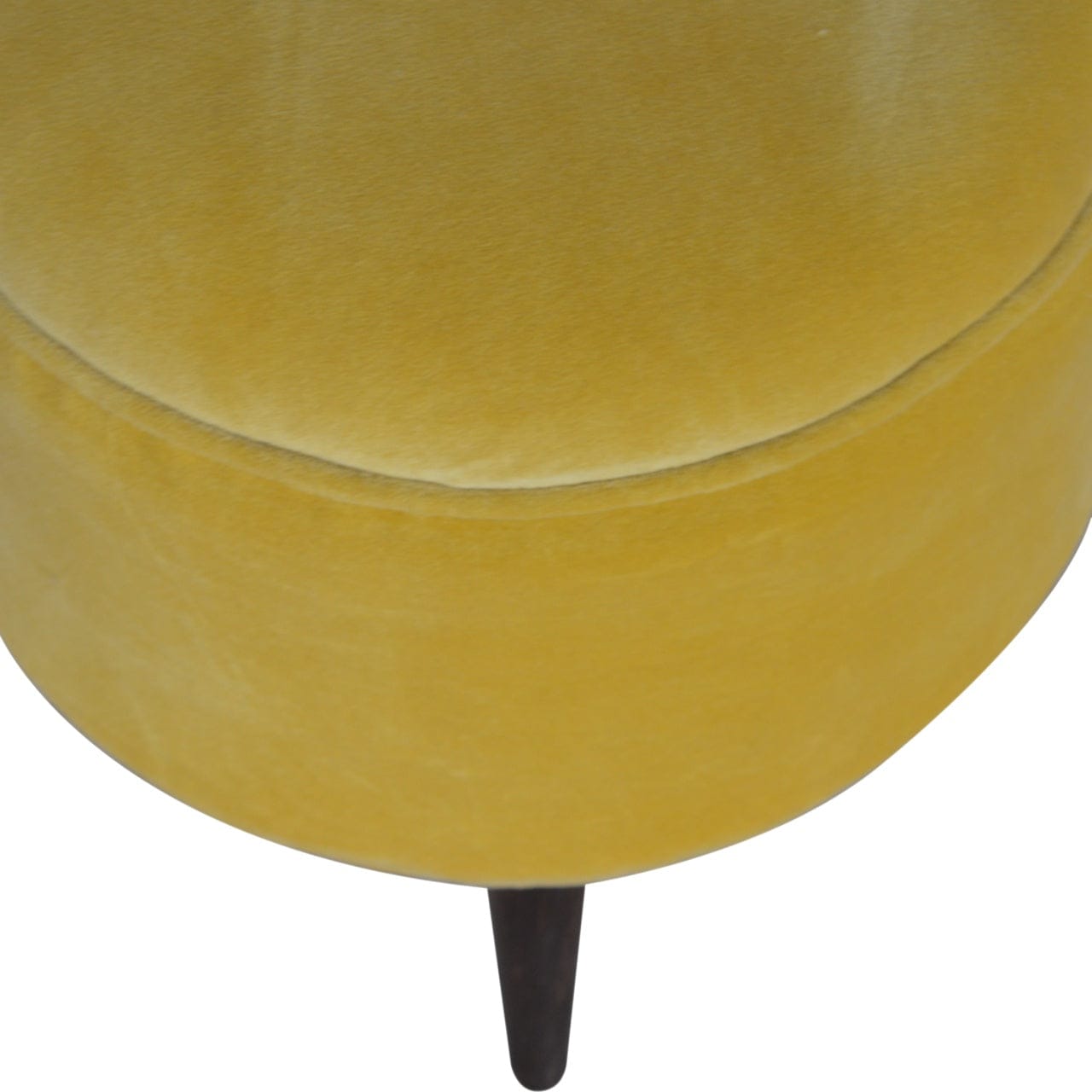 Velvet Nordic Footstool - Solid Mango Wood Accent Stool for Living Room - product view 4 showing handcrafted solid mango...