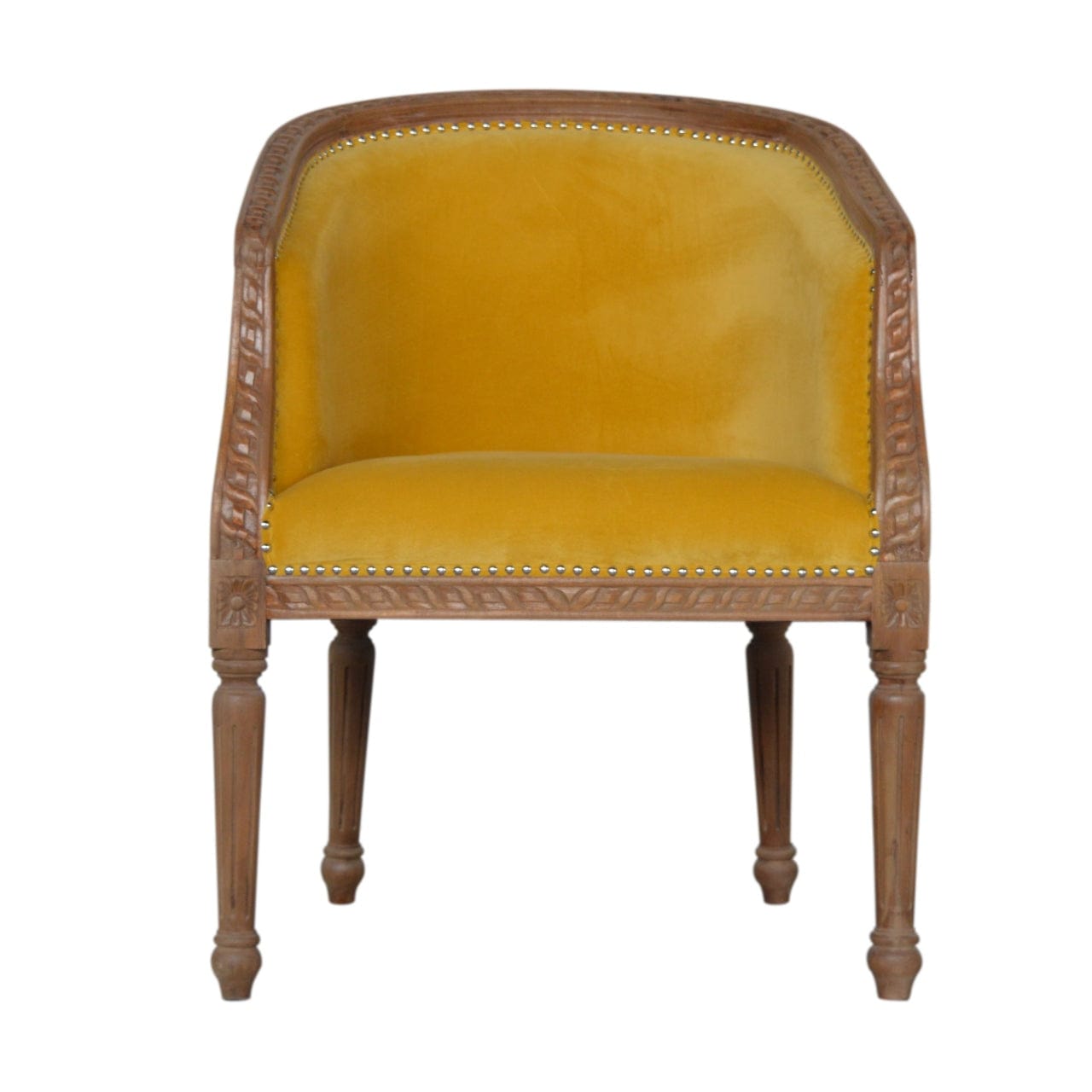 Velvet Occasional Chair in Solid Mango Wood - main view showing handcrafted solid mango wood chair