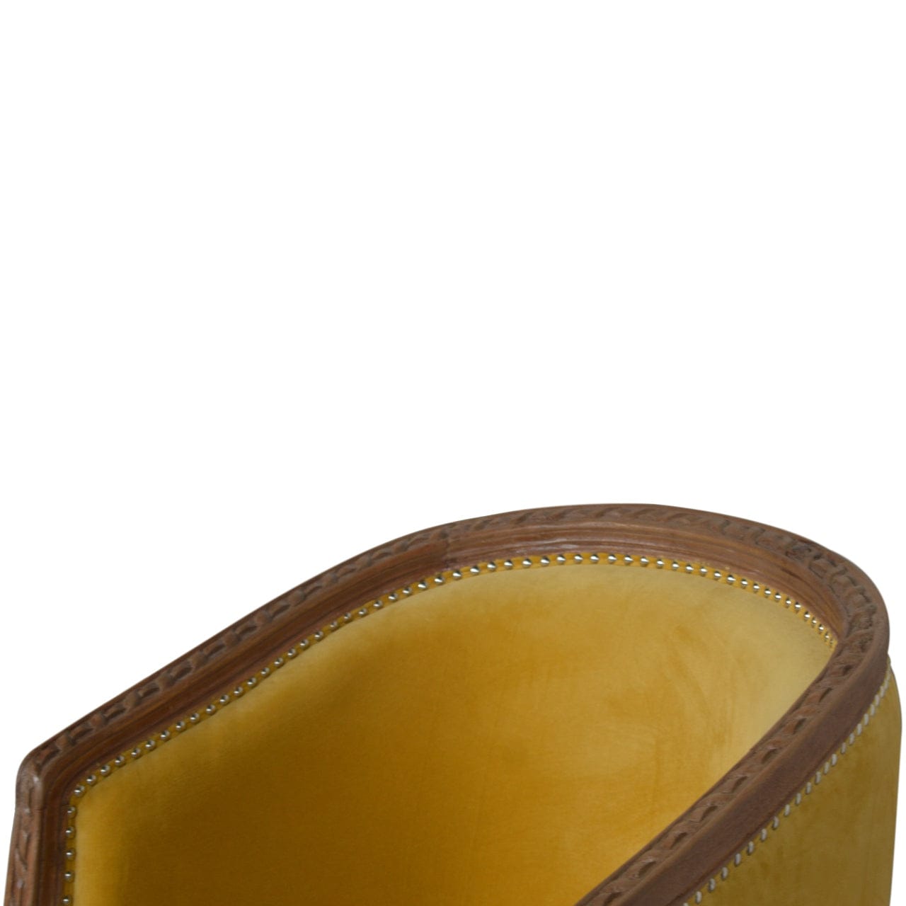 Velvet Occasional Chair in Solid Mango Wood - product view 5 showing handcrafted solid mango wood chair
