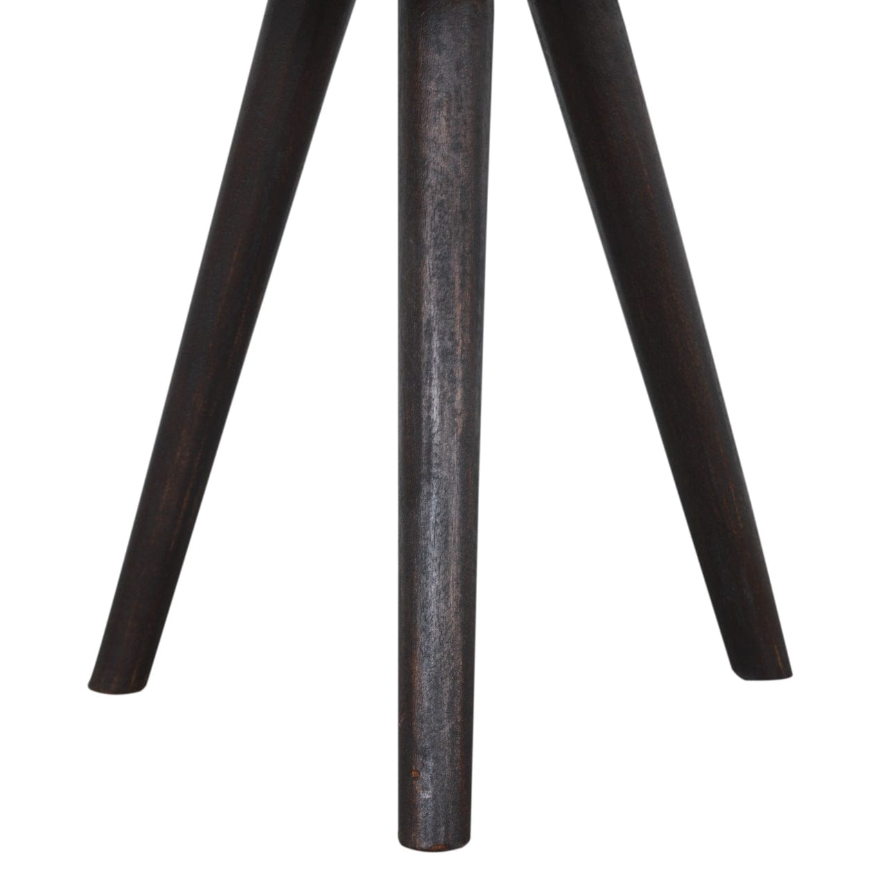 Velvet Tripod Footstool - Solid Mango Wood Accent Stool for Living Room - product view 7 showing handcrafted solid mango...