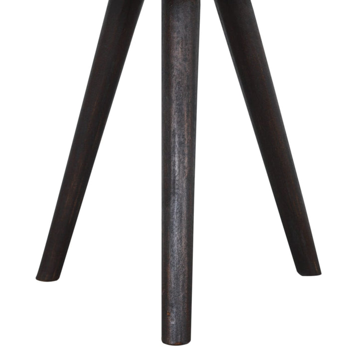 Velvet Tripod Footstool - Solid Mango Wood Accent Stool for Living Room - product view 7 showing handcrafted solid mango...