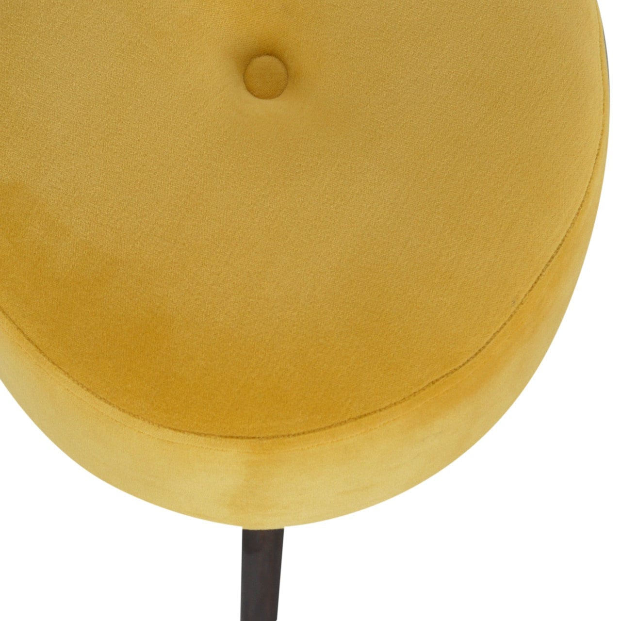 Velvet Tripod Footstool - Solid Mango Wood Accent Stool for Living Room - product view 6 showing handcrafted solid mango...
