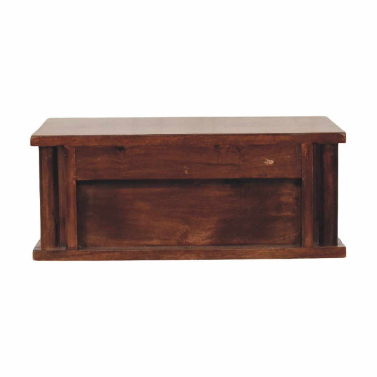 Wine Wood Oak Wall-Mounted Bedside Table with Brass Handle - product view 8 showing handcrafted solid wood nightstand