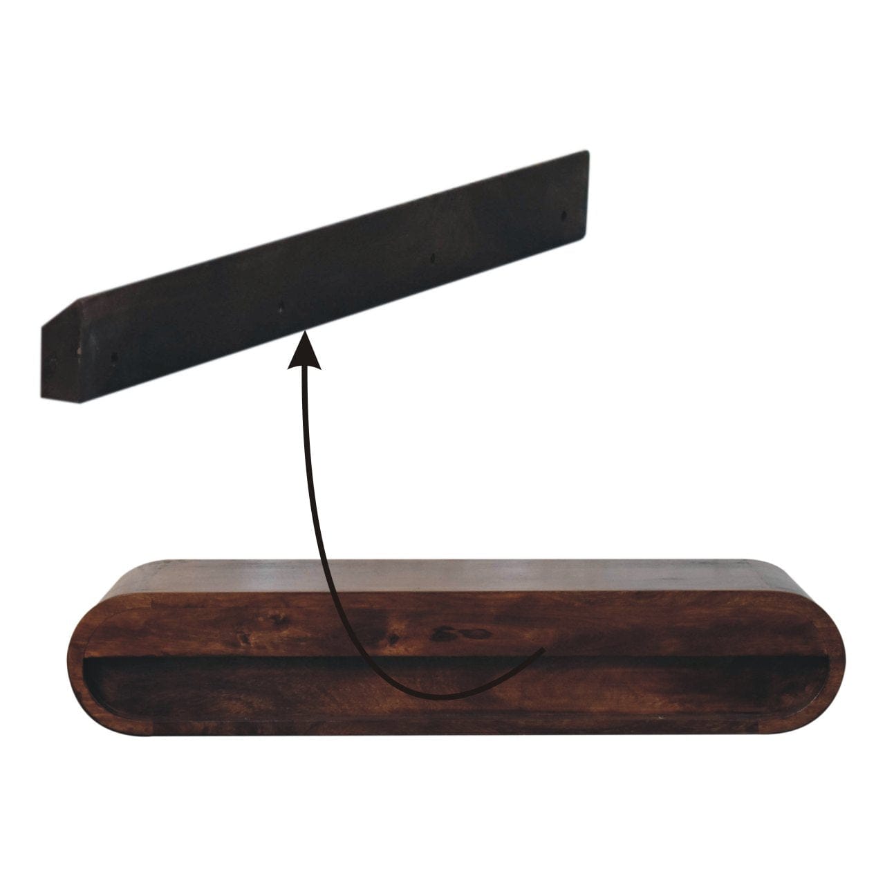 Wall Mounted California Walnut Console Table - Solid Mango Wood Hallway Console for Entryway - product view 9 showing...