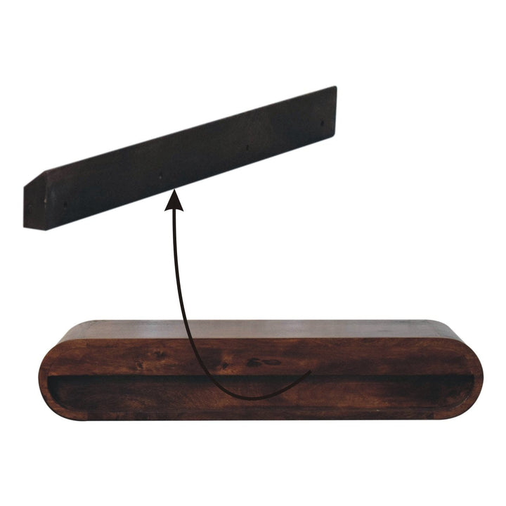 Wall Mounted California Walnut Console Table - Solid Mango Wood Hallway Console for Entryway - product view 9 showing...