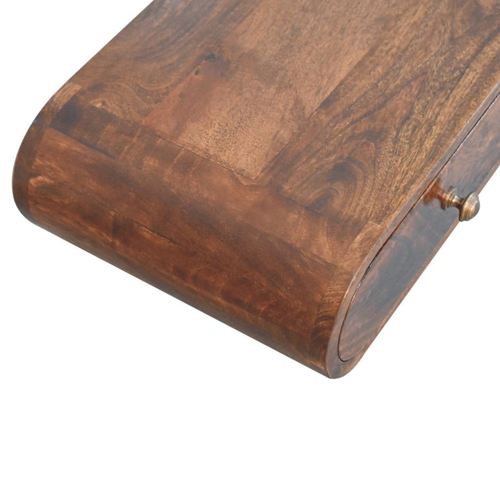 Wall Mounted California Walnut Console Table - Solid Mango Wood Hallway Console for Entryway - product view 5 showing...