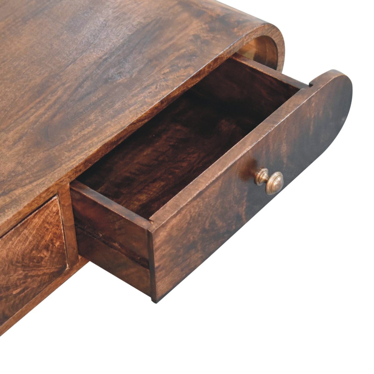 Wall Mounted California Walnut Console Table - Solid Mango Wood Hallway Console for Entryway - product view 6 showing...