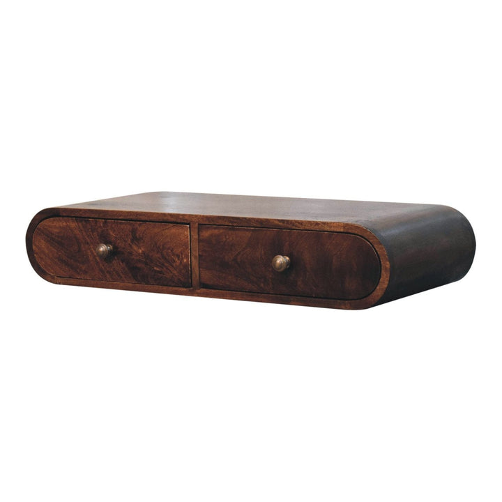 Wall Mounted California Walnut Console Table - Solid Mango Wood Hallway Console for Entryway - product view 3 showing...