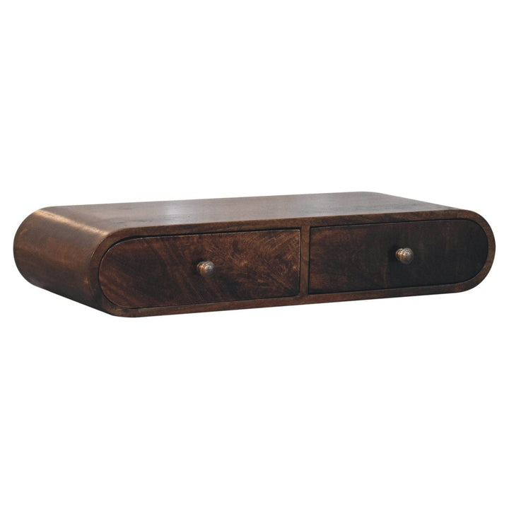 Wall Mounted California Walnut Console Table - Solid Mango Wood Hallway Console for Entryway - product view 2 showing...