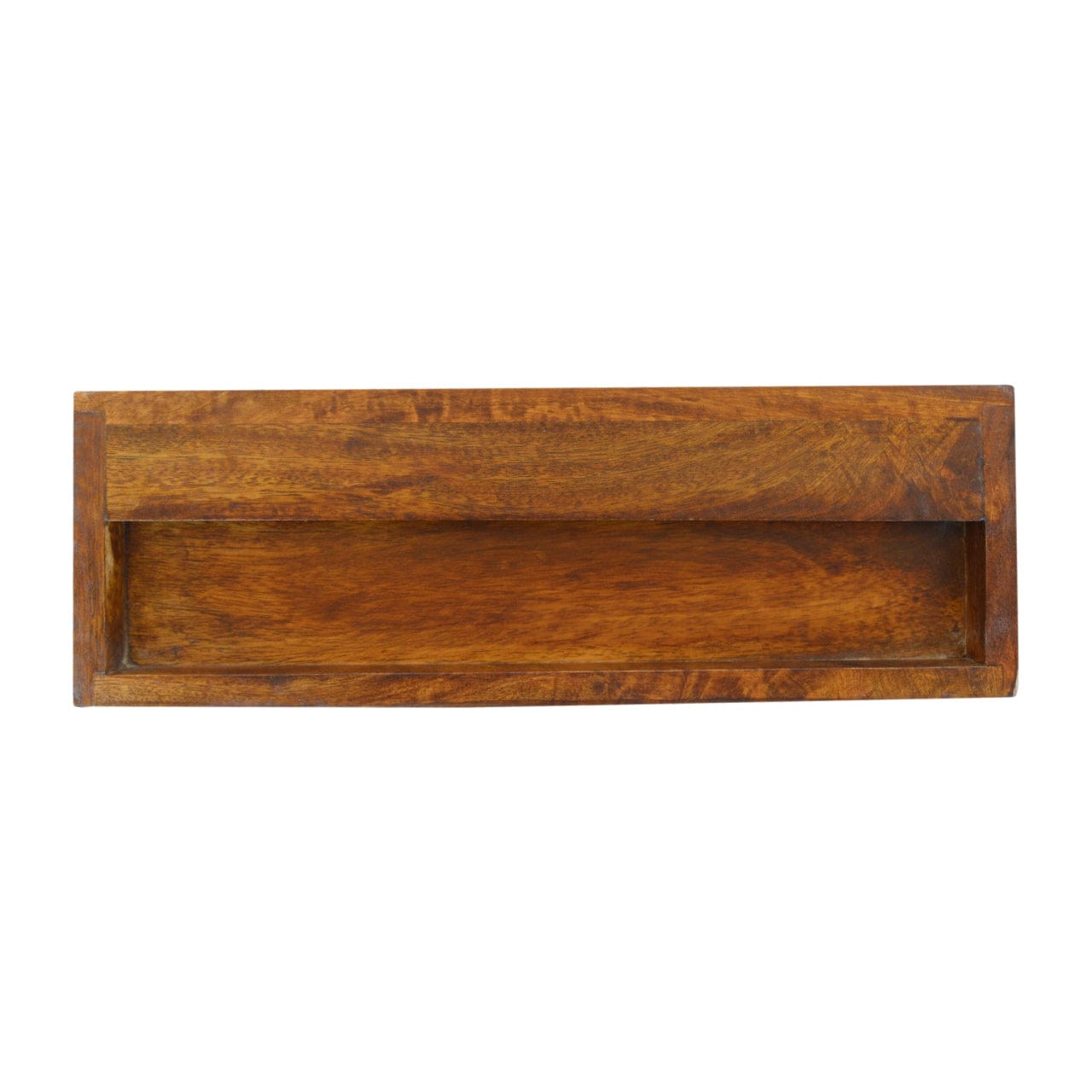 Wall Mounted Chevron Nightstand - Solid Mango Wood Bedside Table for Bedroom - product view 7 showing handcrafted solid...