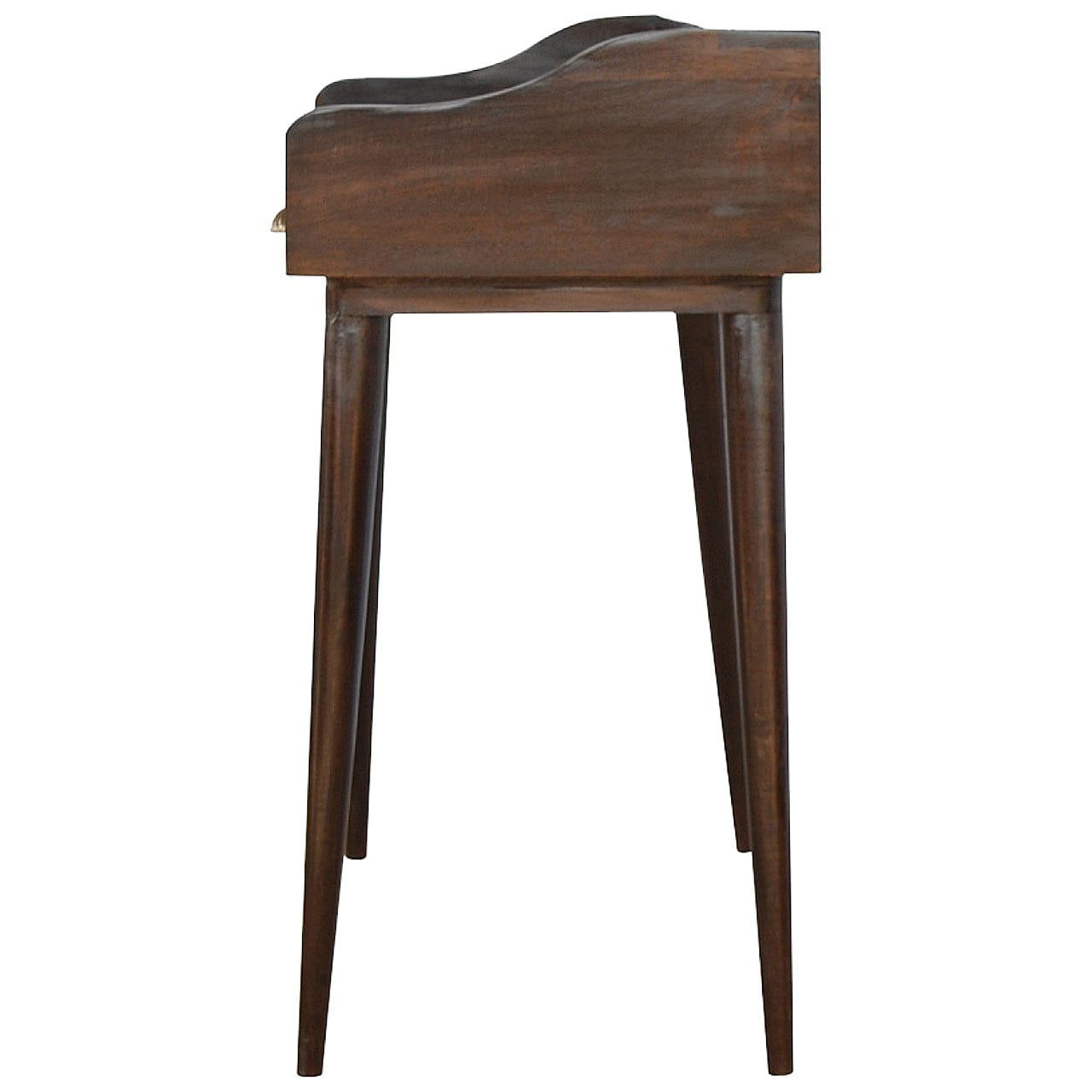 Walnut Gallery Shell Writing Desk - Solid Mango Wood Writing Table for Home Office - product view 8 showing handcrafted...