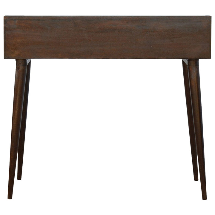 Walnut Gallery Shell Writing Desk - Solid Mango Wood Writing Table for Home Office - product view 7 showing handcrafted...