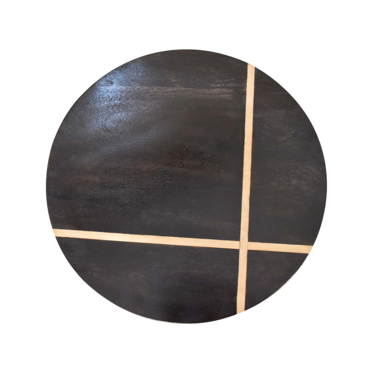 Walnut Gold Inlay End Table - Solid Mango Wood Side Table for Living Room - product view 6 showing handcrafted solid...