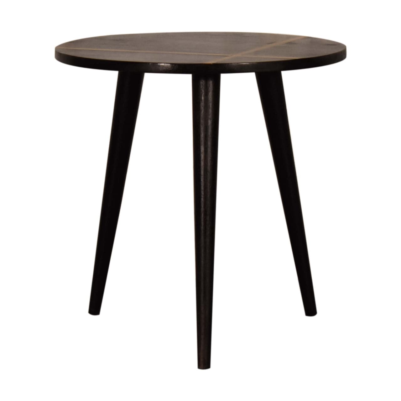 Walnut Gold Inlay End Table - Solid Mango Wood Side Table for Living Room - main view showing handcrafted solid mango...
