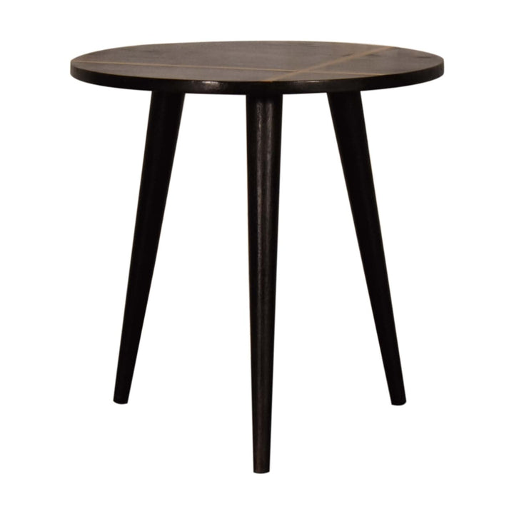 Walnut Gold Inlay End Table - Solid Mango Wood Side Table for Living Room - main view showing handcrafted solid mango...