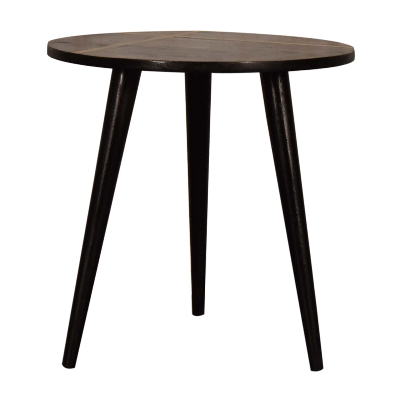 Walnut Gold Inlay End Table - Solid Mango Wood Side Table for Living Room - product view 8 showing handcrafted solid...