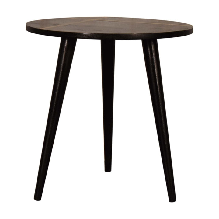 Walnut Gold Inlay End Table - Solid Mango Wood Side Table for Living Room - product view 8 showing handcrafted solid...