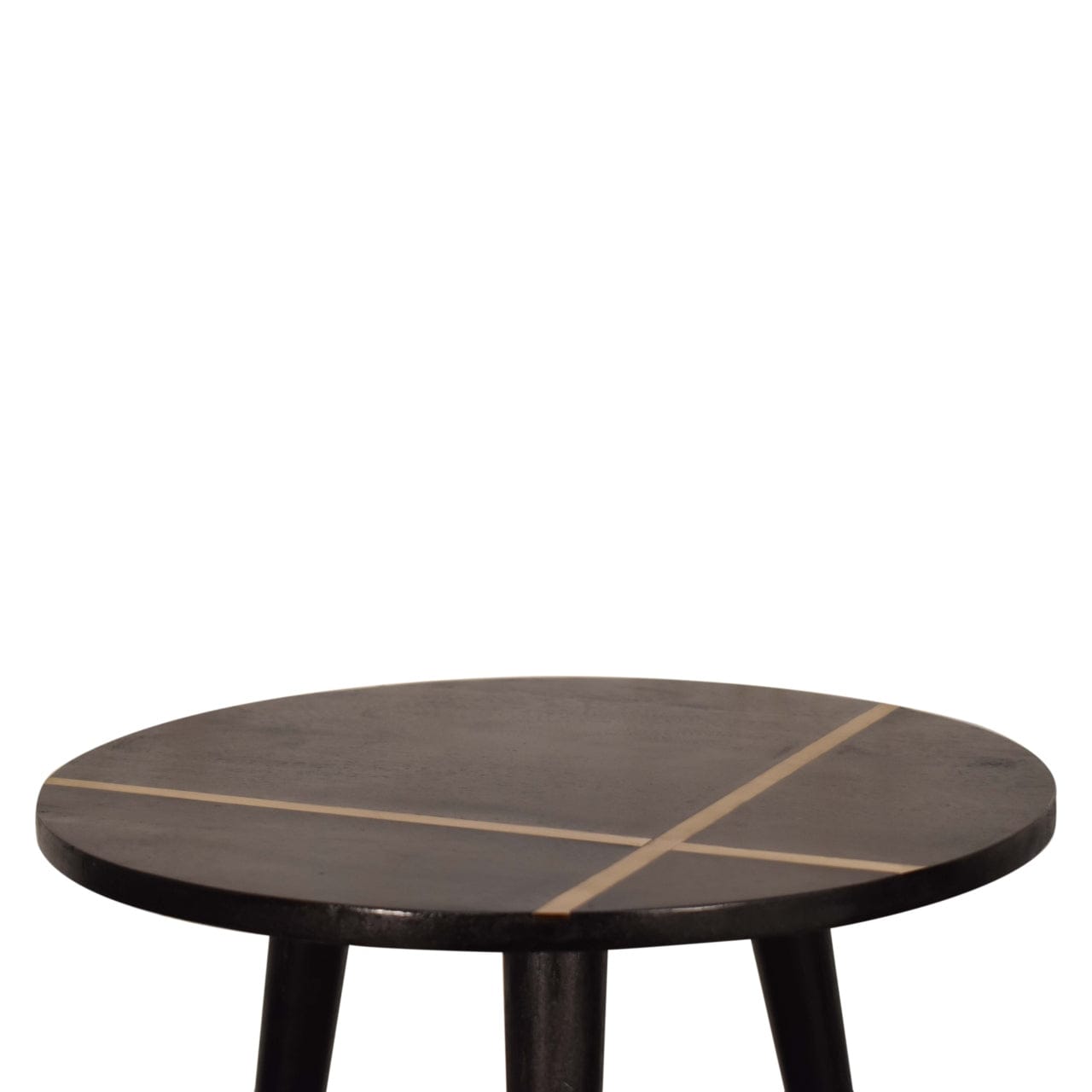 Walnut Gold Inlay End Table - Solid Mango Wood Side Table for Living Room - product view 5 showing handcrafted solid...