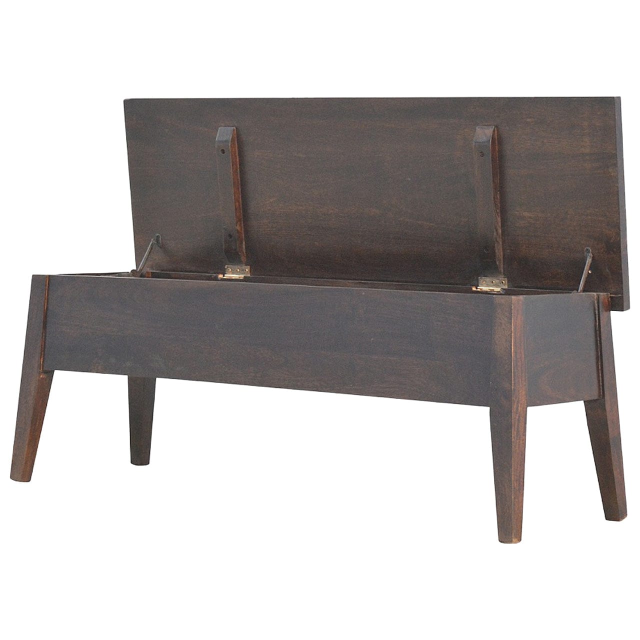 Walnut Hallway Storage Bench - Solid Mango Wood Seating Furniture for Entryway - product view 8 showing handcrafted solid...