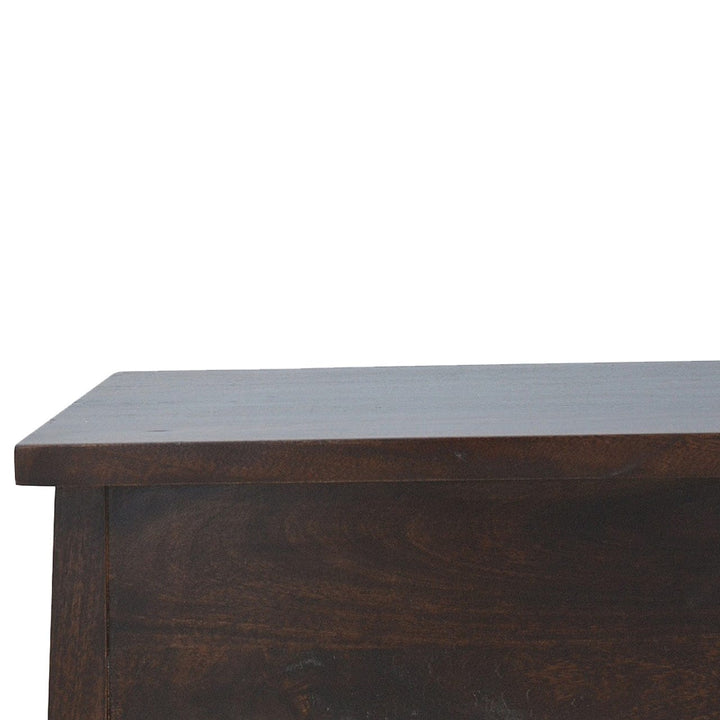 Walnut Hallway Storage Bench - Solid Mango Wood Seating Furniture for Entryway - product view 6 showing handcrafted solid...