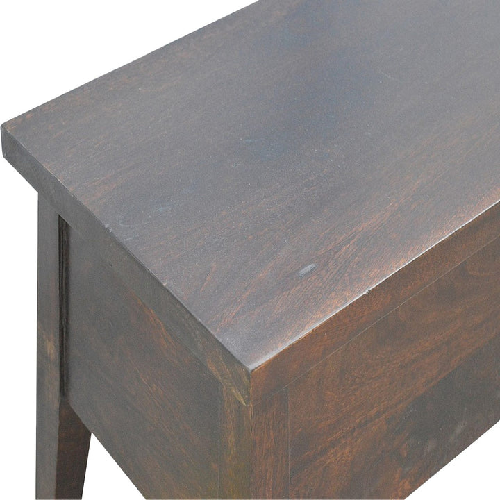 Walnut Hallway Storage Bench - Solid Mango Wood Seating Furniture for Entryway - product view 3 showing handcrafted solid...