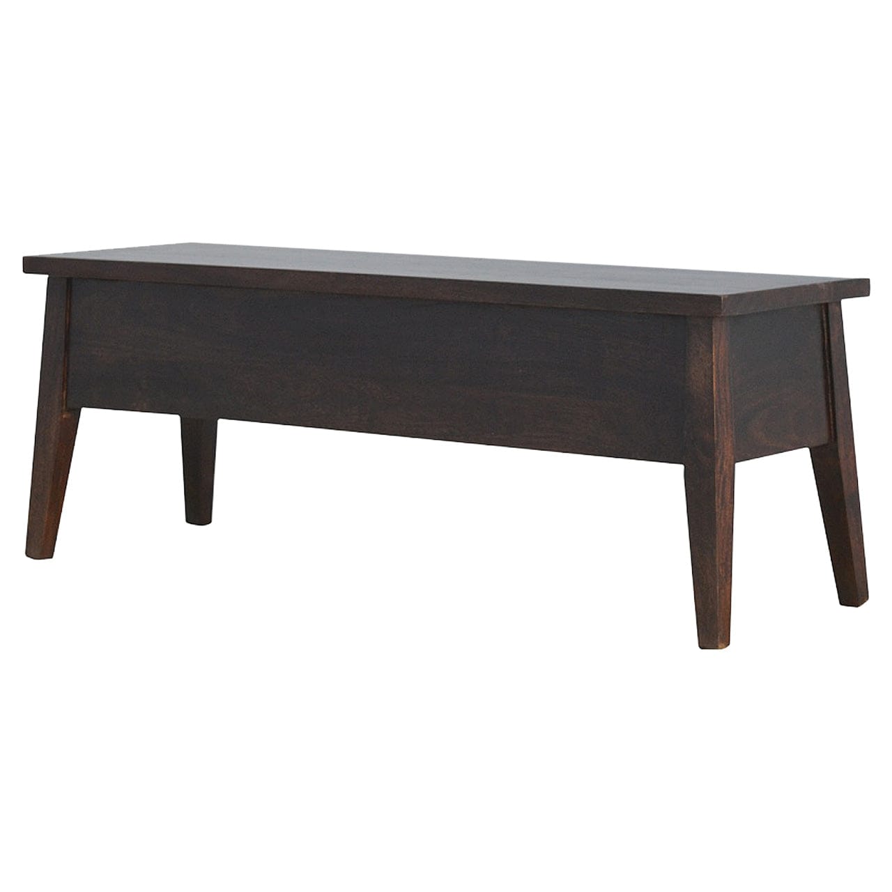 Walnut Hallway Storage Bench - Solid Mango Wood Seating Furniture for Entryway - product view 2 showing handcrafted solid...
