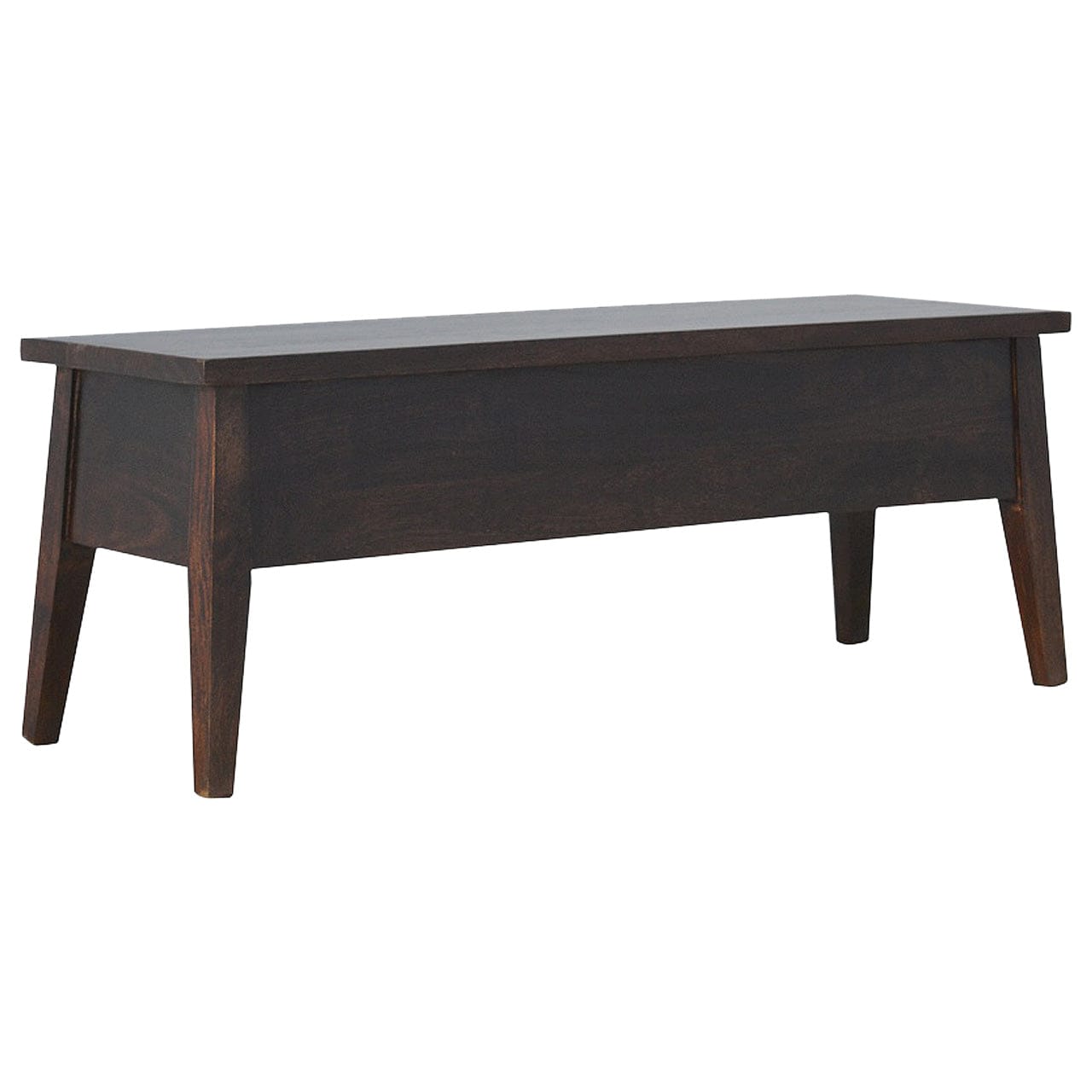 Walnut Hallway Storage Bench - Solid Mango Wood Seating Furniture for Entryway - main view showing handcrafted solid...