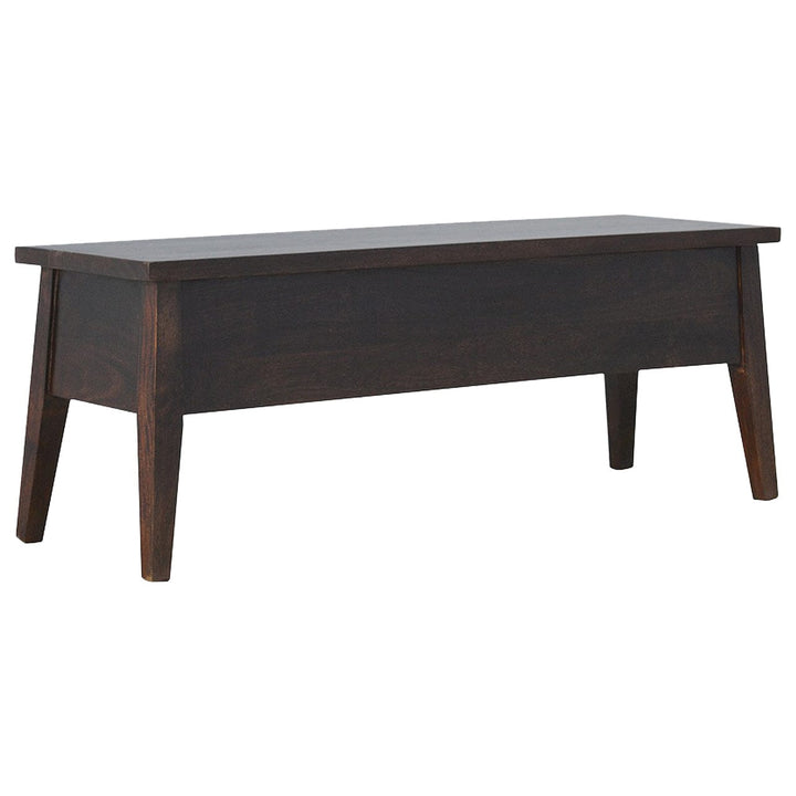 Walnut Hallway Storage Bench - Solid Mango Wood Seating Furniture for Entryway - main view showing handcrafted solid...