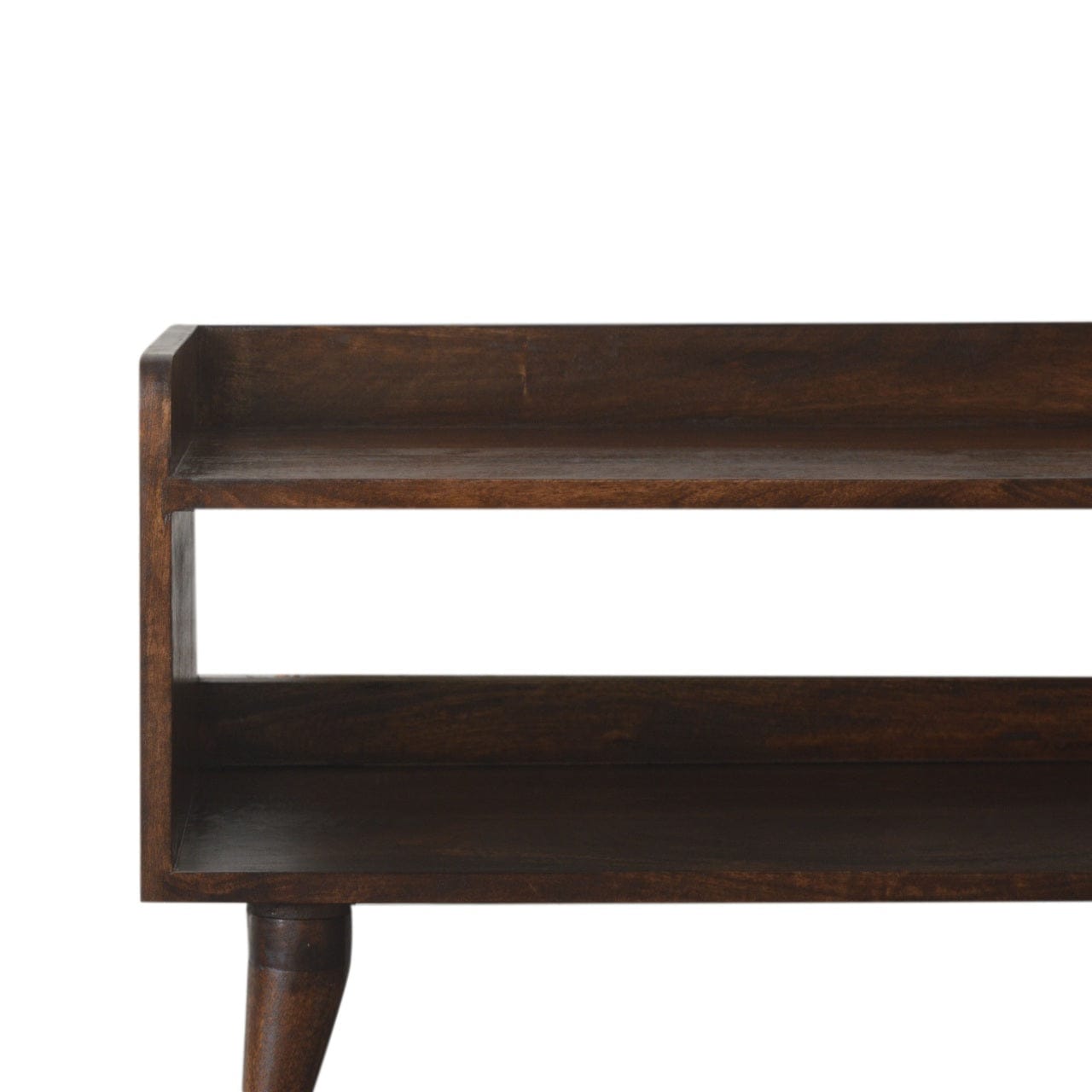 Walnut Nordic Storage Bench - Solid Mango Wood Seating Furniture for Entryway - product view 3 showing handcrafted solid...