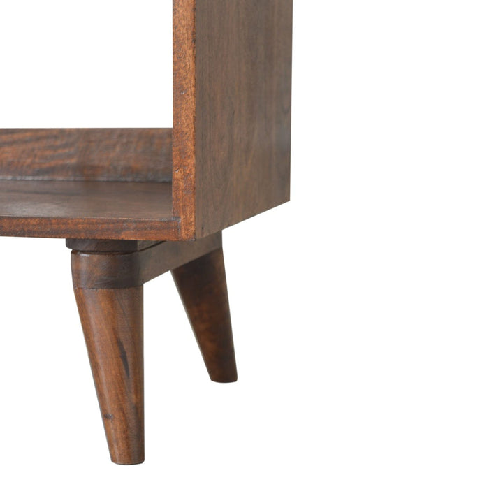 Walnut Nordic Storage Bench - Solid Mango Wood Seating Furniture for Entryway - product view 6 showing handcrafted solid...