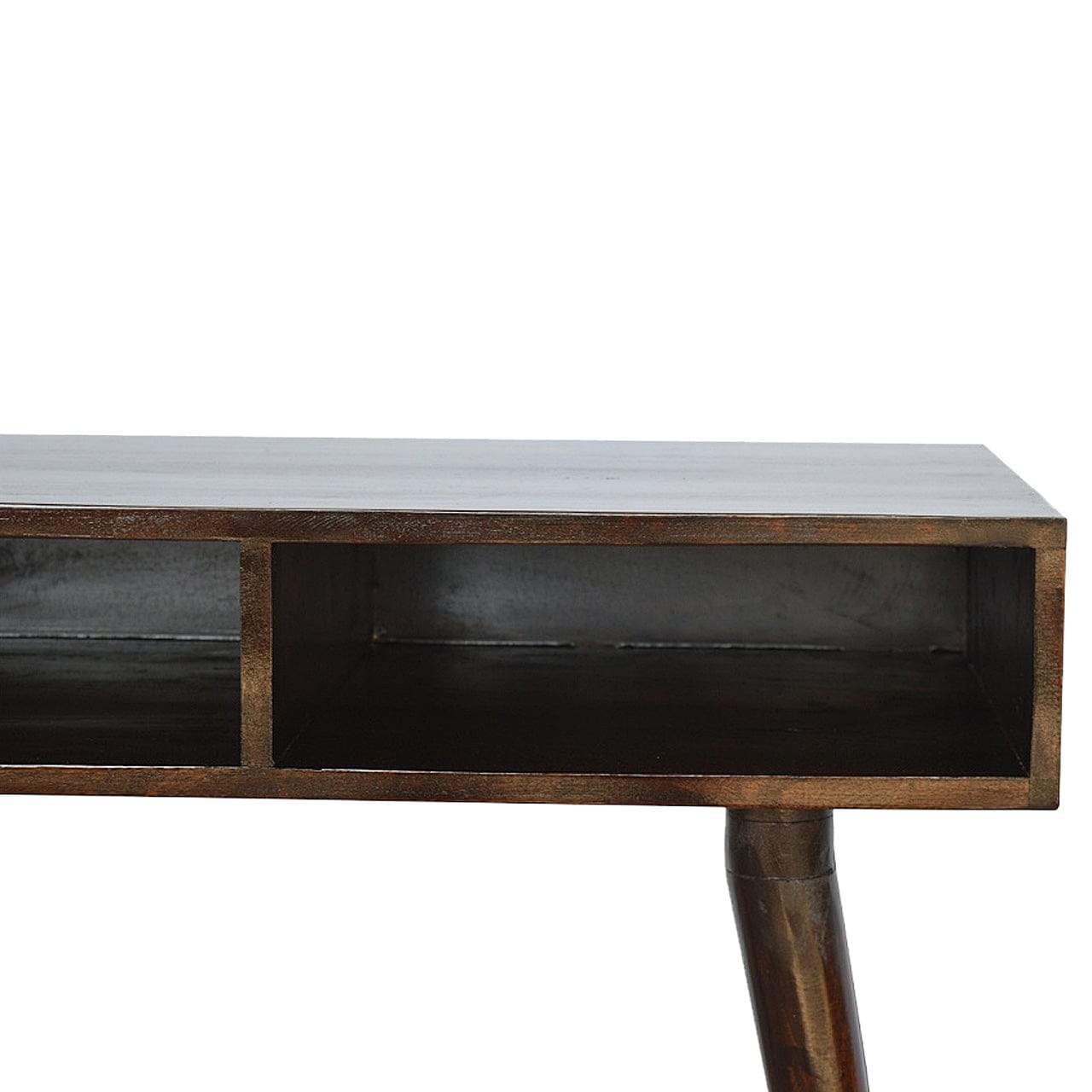 Walnut Open Writing Desk - Solid Mango Wood Writing Table for Home Office - product view 5 showing handcrafted solid...