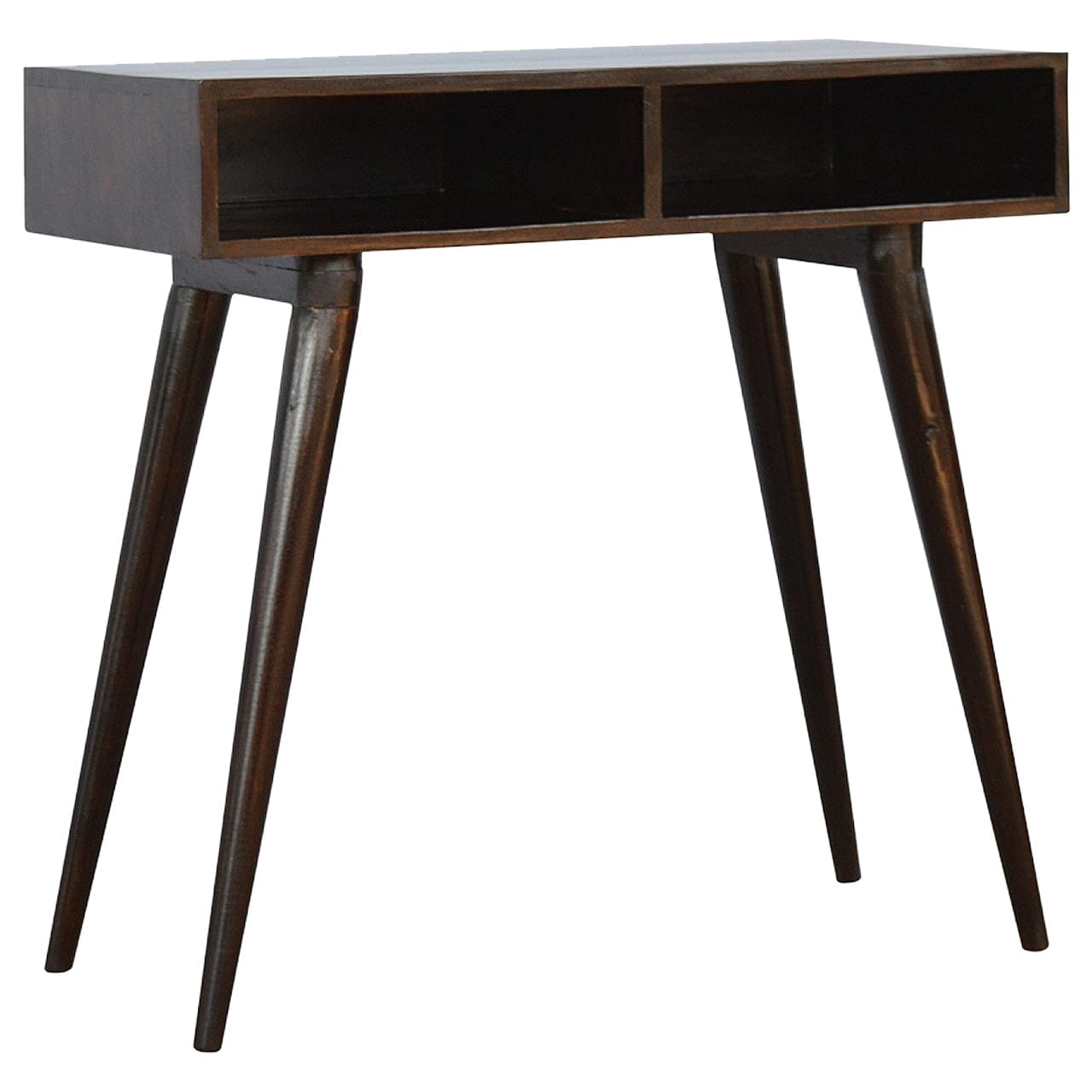 Walnut Open Writing Desk - Solid Mango Wood Writing Table for Home Office - main view showing handcrafted solid mango...