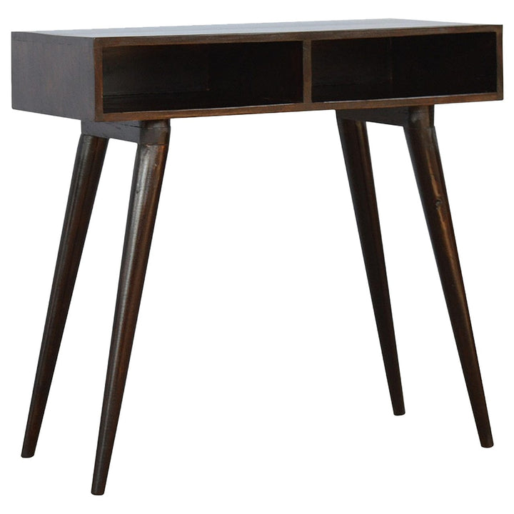 Walnut Open Writing Desk - Solid Mango Wood Writing Table for Home Office - main view showing handcrafted solid mango...