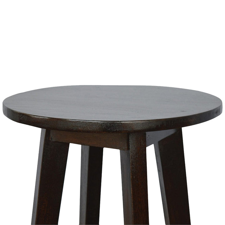 Walnut Undercarriage Bar Stool - Solid Mango Wood Counter Stool for Kitchen - product view 3 showing handcrafted solid...