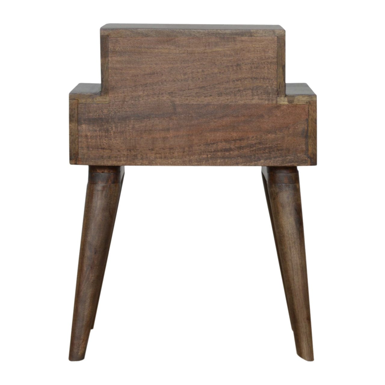 Walnut and White Painted Nightstand - Solid Mango Wood Bedside Table for Bedroom - product view 8 showing handcrafted...