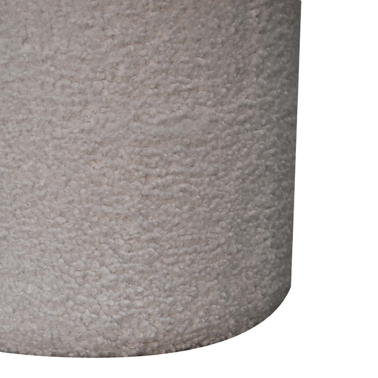 White Boucle Mushroom Footstool - Solid Mango Wood Accent Stool for Living Room - product view 7 showing handcrafted...