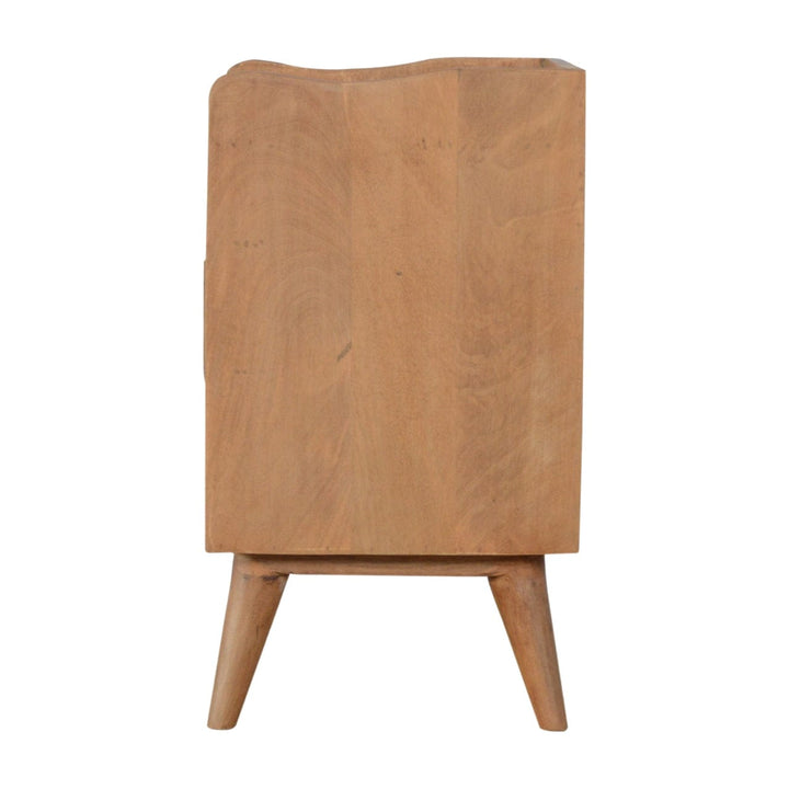 White Painted Nightstand - Solid Mango Wood Bedside Table for Bedroom - product view 7 showing handcrafted solid mango...
