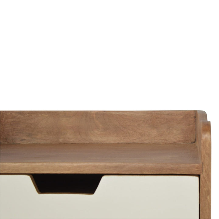 White Painted Nightstand - Solid Mango Wood Bedside Table for Bedroom - product view 4 showing handcrafted solid mango...
