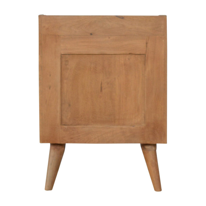 White Painted Nightstand - Solid Mango Wood Bedside Table for Bedroom - product view 8 showing handcrafted solid mango...