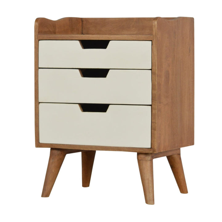 White Painted Nightstand - Solid Mango Wood Bedside Table for Bedroom - main view showing handcrafted solid mango wood...