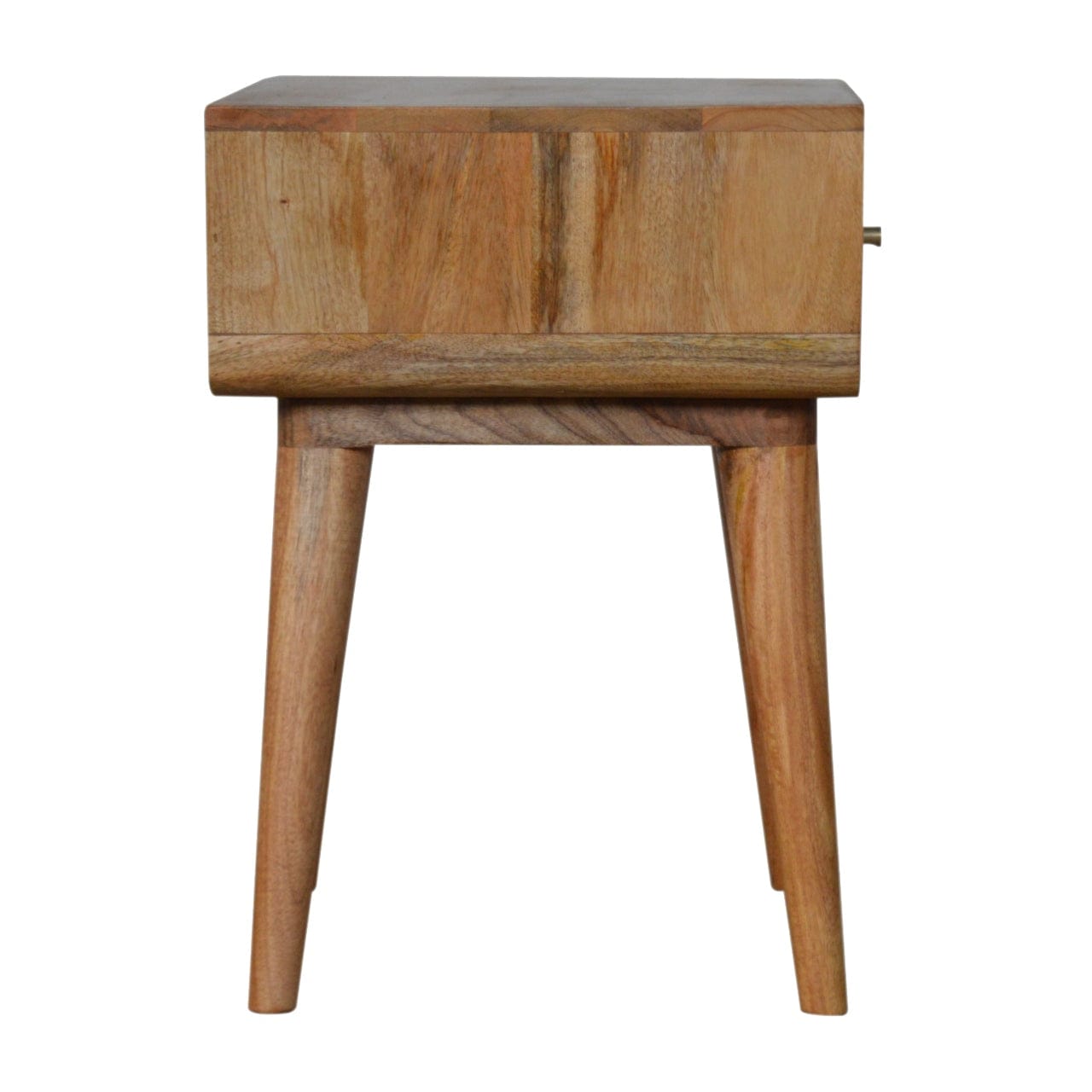 White Trape Nightstand - Solid Mango Wood Bedside Table for Bedroom - product view 7 showing handcrafted solid mango wood...
