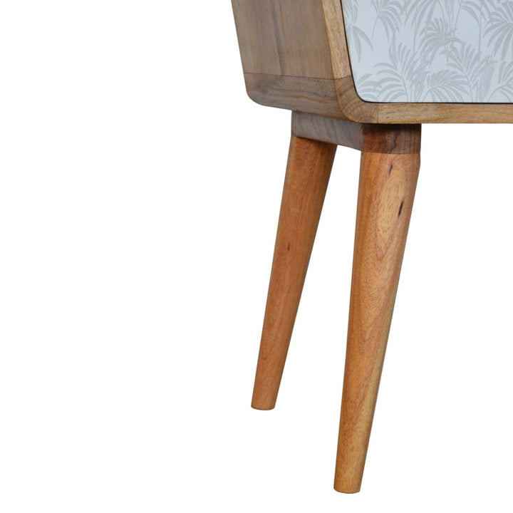 White Trape Nightstand - Solid Mango Wood Bedside Table for Bedroom - product view 6 showing handcrafted solid mango wood...